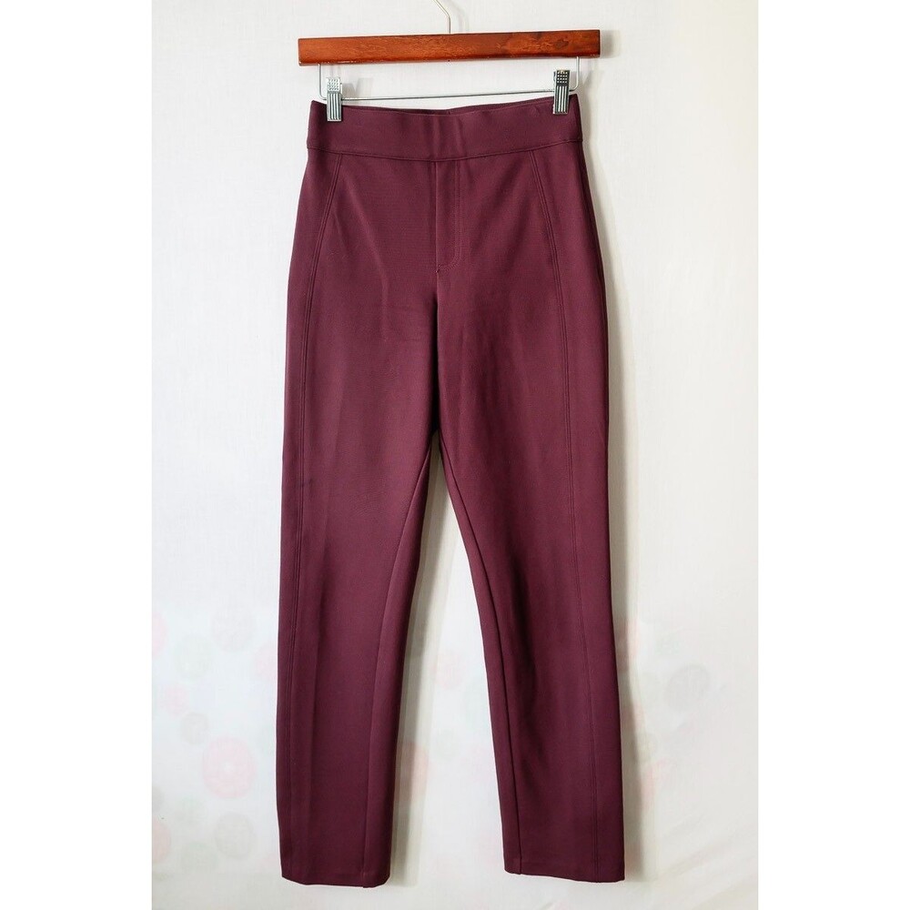 Spanx Pants Womens XS Burgundy Ponte Knit‎ Pull On Ankle Skinny